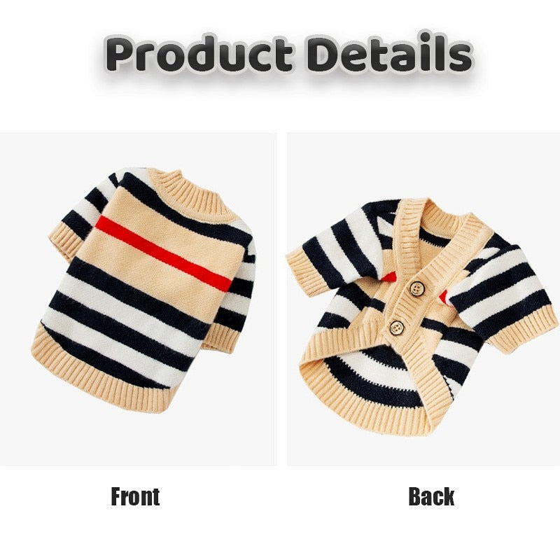 Striped Button-Down Cardigan Sweater for Dogs | Posh Dog Life