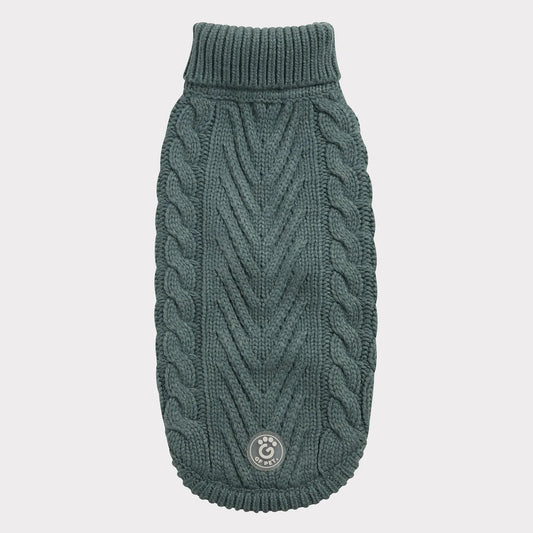 Cable Knit Dog Sweater in Sage Green | GF PET Chalet