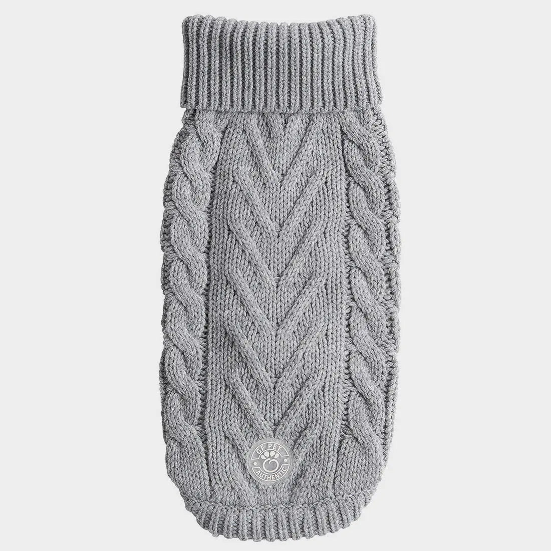 Cable Knit Dog Sweater Grey Mix | Cozy Turtleneck