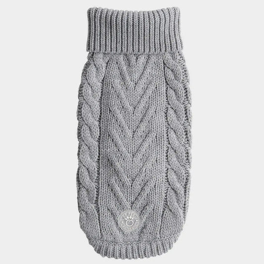 Cable Knit Dog Sweater Grey Mix | Cozy Turtleneck