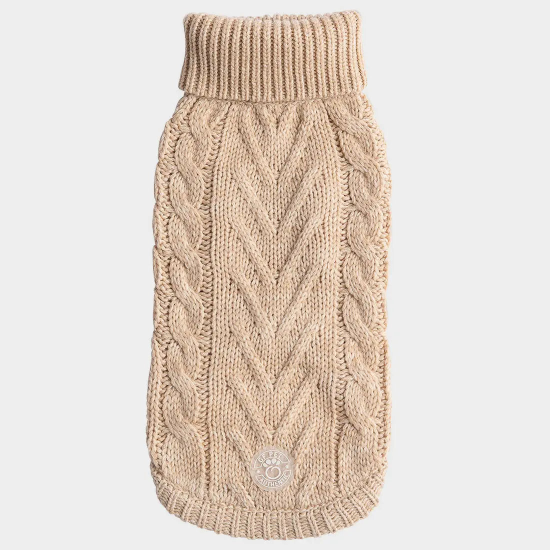 Cable Knit Dog Sweater – Oatmeal Mix Turtleneck