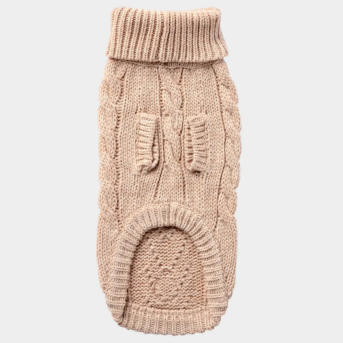 Cable Knit Dog Sweater – Oatmeal Mix Turtleneck