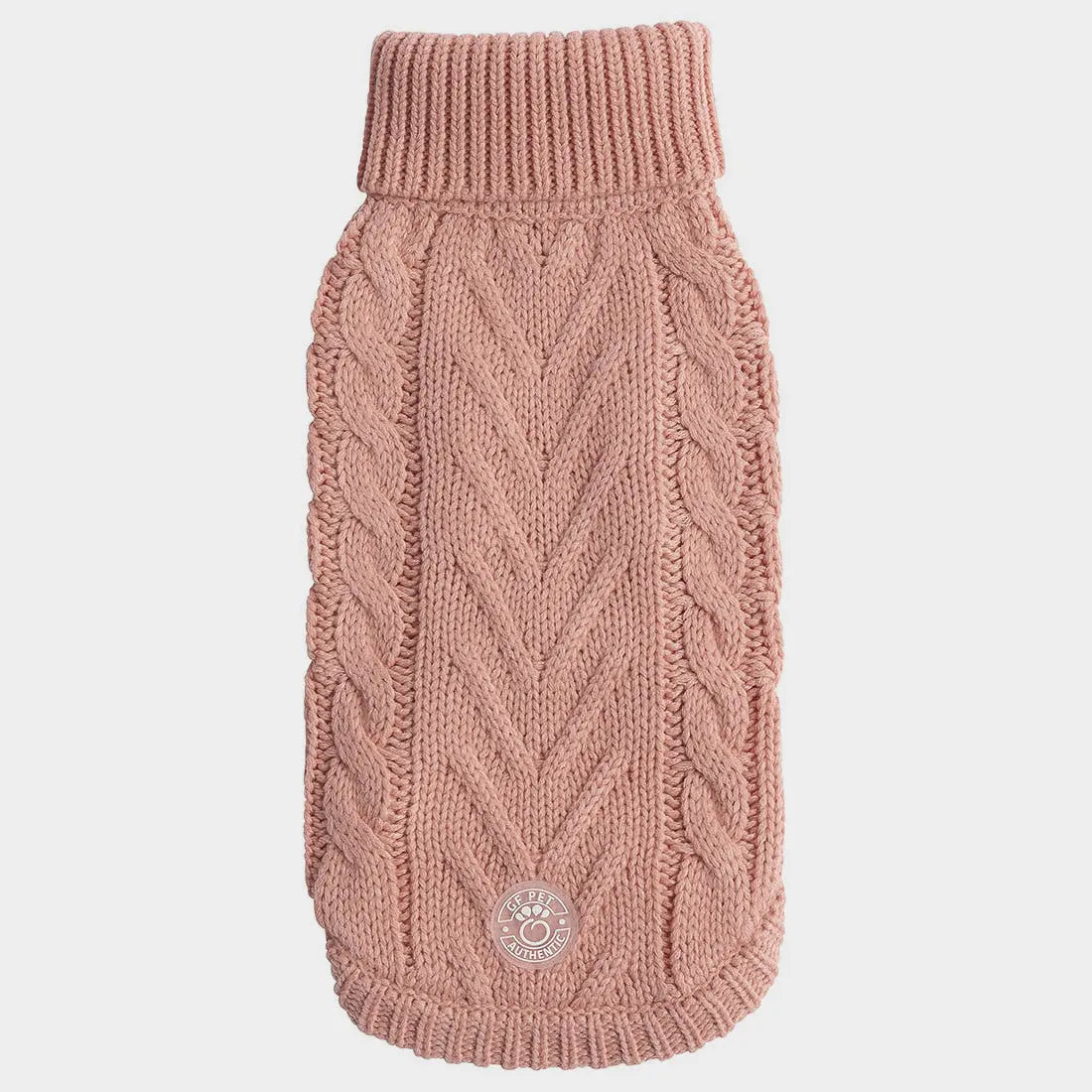 Cable Knit Dog Sweater – Pink Turtleneck for Dogs