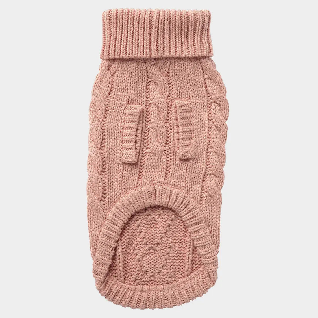 Cable Knit Dog Sweater – Pink Turtleneck for Dogs