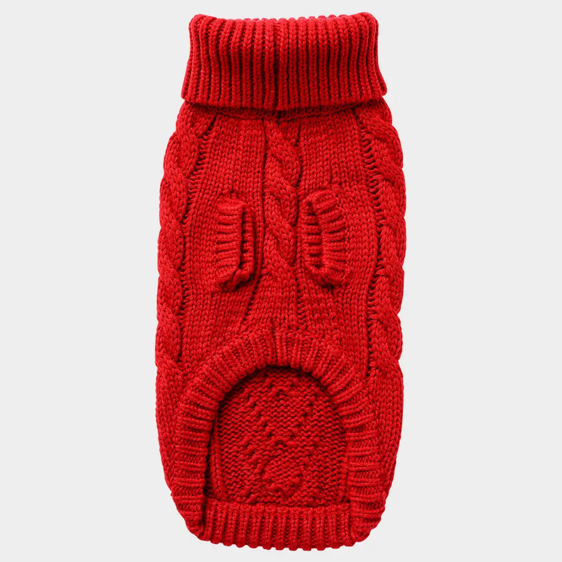 Red Cable Knit Dog Sweater | Cozy Turtleneck Pullover