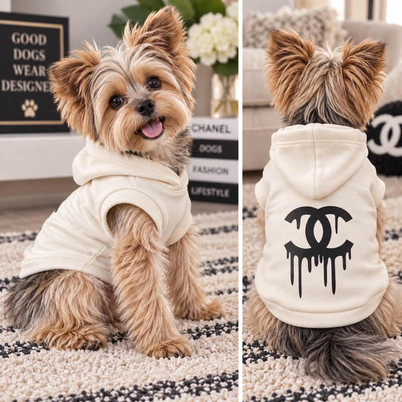 Designer-Inspired Dog Hoodie | Soft Poly-Cotton Pet Sweatshirt