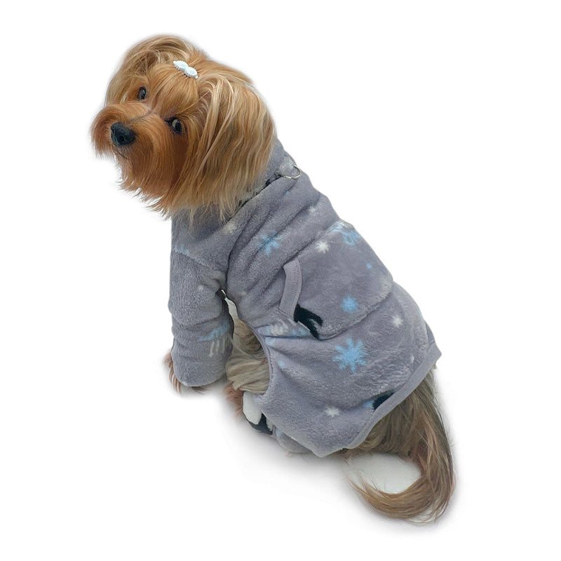 Plush Penguin Turtleneck Dog Pajamas – Gray Winter PJs