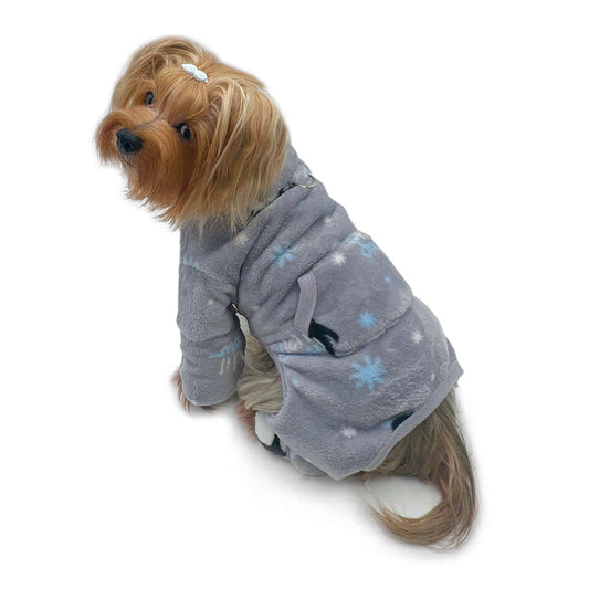 Plush Penguin Turtleneck Dog Pajamas – Gray Winter PJs