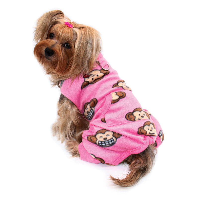 Silly Monkey Fleece Dog Pajamas – Pink Sleeveless