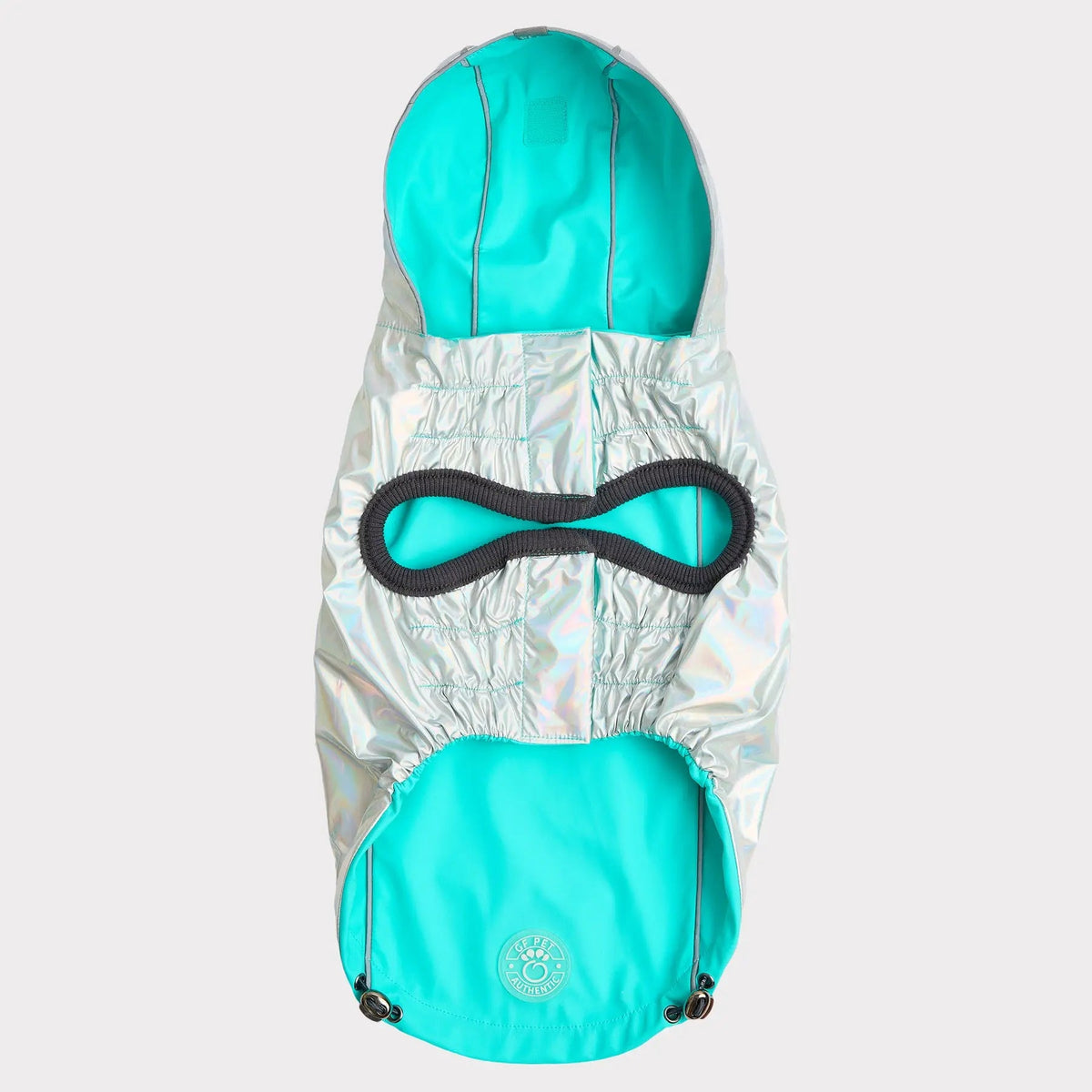 Waterproof Reversible Dog Raincoat with Hood – Neon Aqua