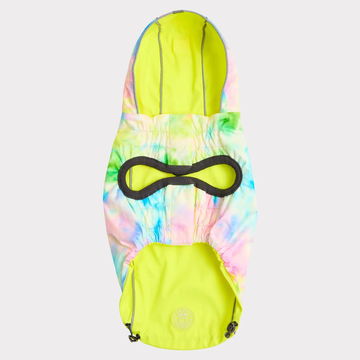 Waterproof Reversible Dog Raincoat with Hood – Neon Yellow & Tie-Dye