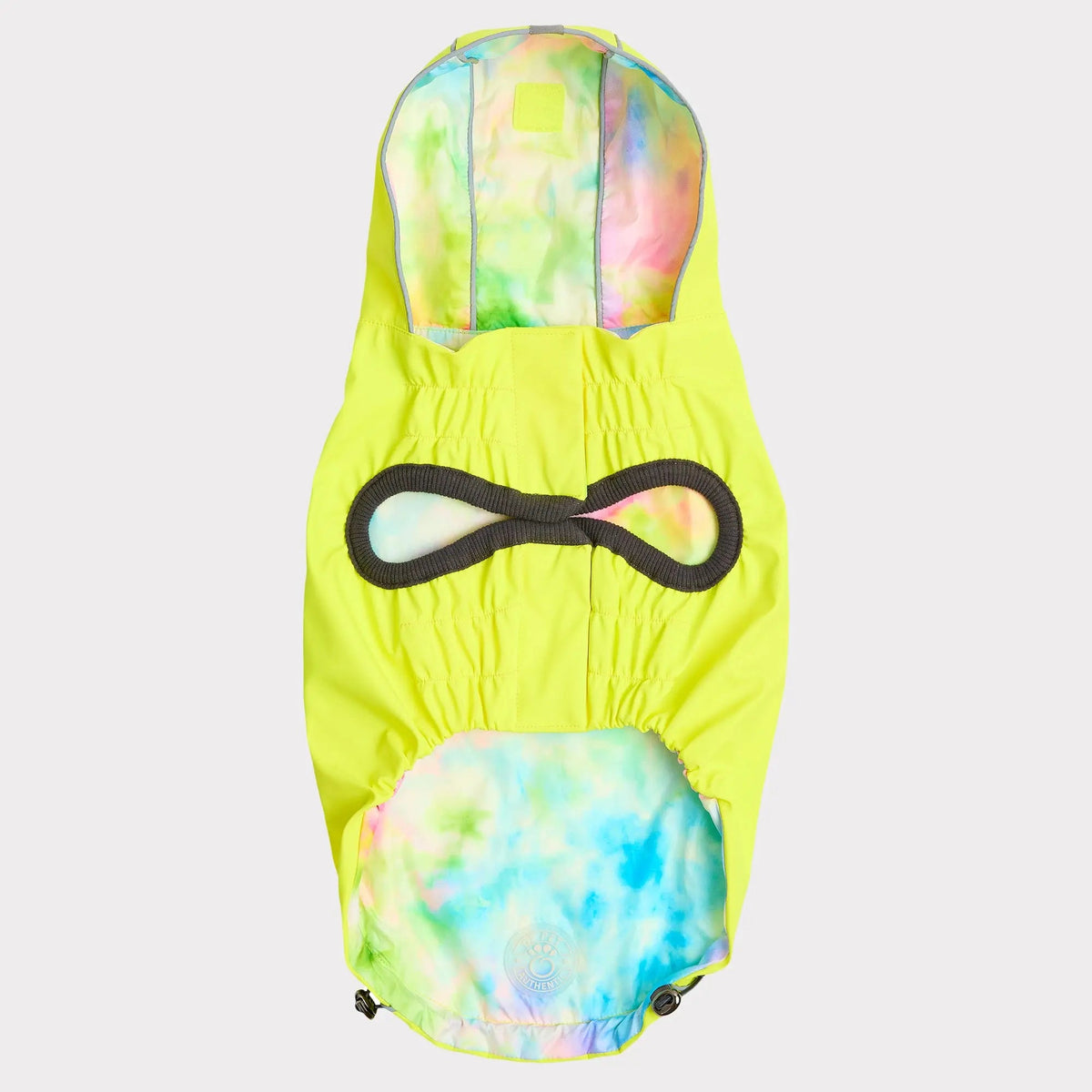Waterproof Reversible Dog Raincoat with Hood – Neon Yellow & Tie-Dye