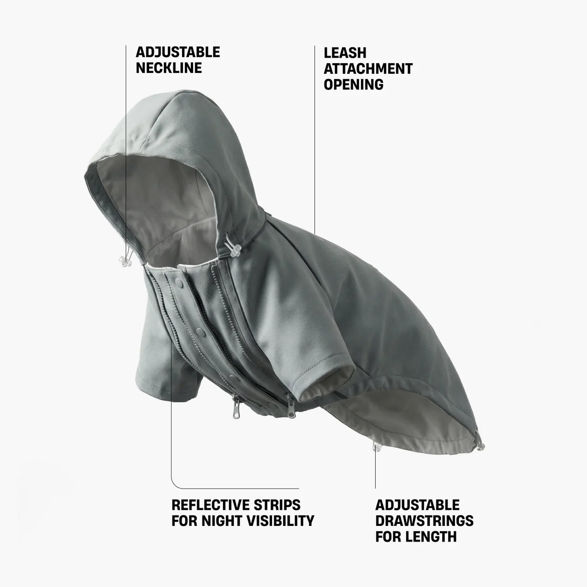 Waterproof Dog Raincoat Grey – Storm Pro All-Weather Protection