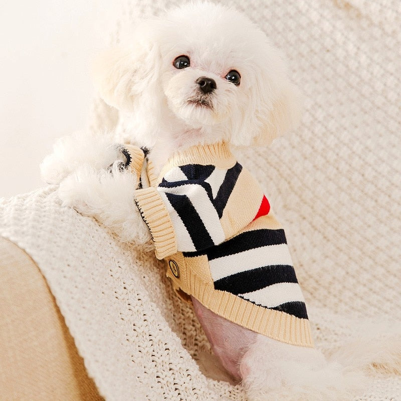Striped Button-Down Cardigan Sweater for Dogs | Posh Dog Life