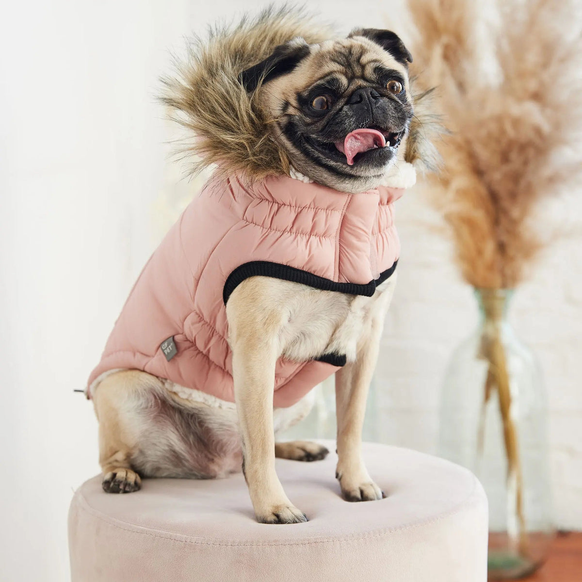 Water-Resistant Dog Parka Pink – Warm Winter Coat